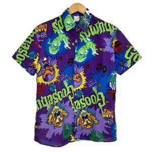 Goosebumps Shirt Mens Size Small Button Up Short Sleeve Allover Print Lonely Kid